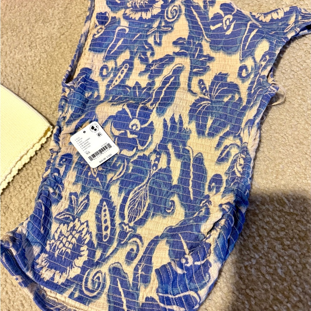 NWT Free People Floral Blue Top